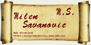 Milen Savanović vizit kartica